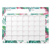 Bloc-notes du calendrier de remplissage tropical