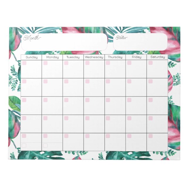 Bloc-notes du calendrier de remplissage tropical (Devant)