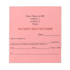 Bloc-notes du formulaire d'excuses du patient (ros