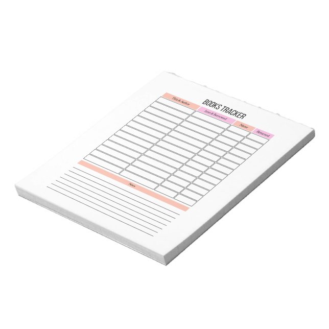 Bloc-notes du gestionnaire de suivi de livres (Tourné)
