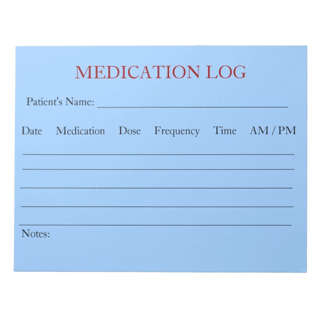 Bloc-notes du journal des médicaments (bleu pâle) (Devant)