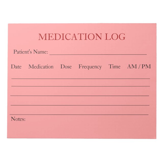 Bloc-notes du journal des médicaments (rose) (Devant)
