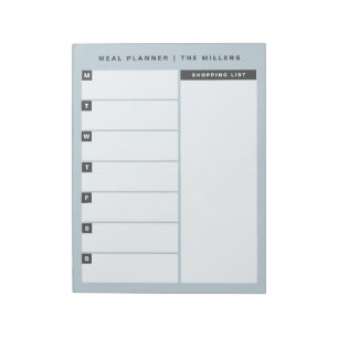 Bloc-notes du planificateur de repas   Bleu