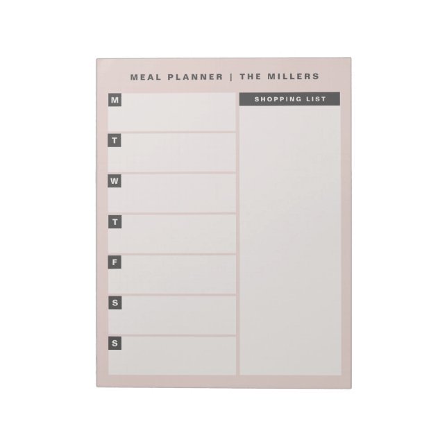 Bloc-notes du planificateur de repas | Blush (Tourné)