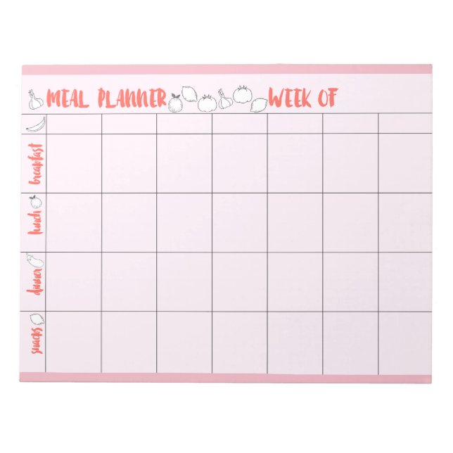 Bloc-notes du planificateur de repas hebdomadaire (Devant)
