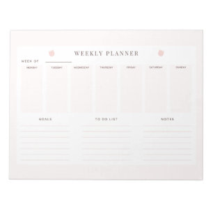Bloc-notes du planificateur hebdomadaire 8,5 x 11