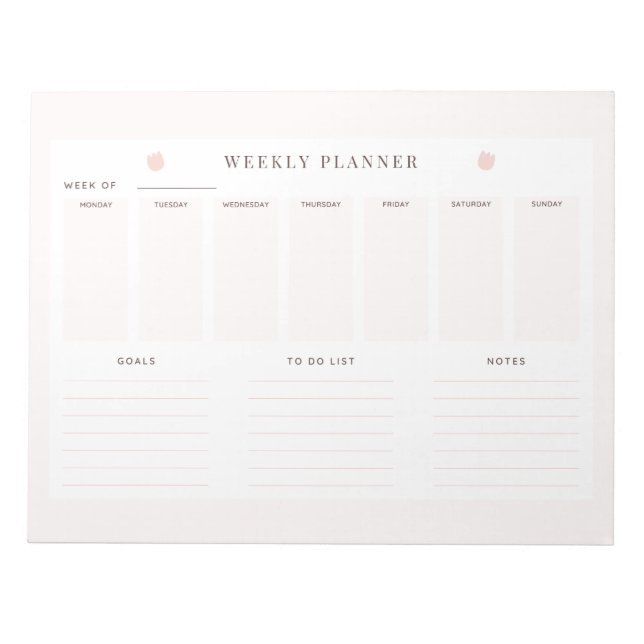 Bloc-notes du planificateur hebdomadaire 8,5 x 11 (Devant)
