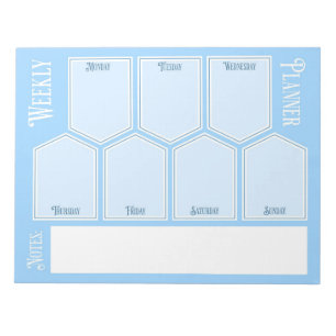 Bloc-notes du planificateur hebdomadaire bleu sur 