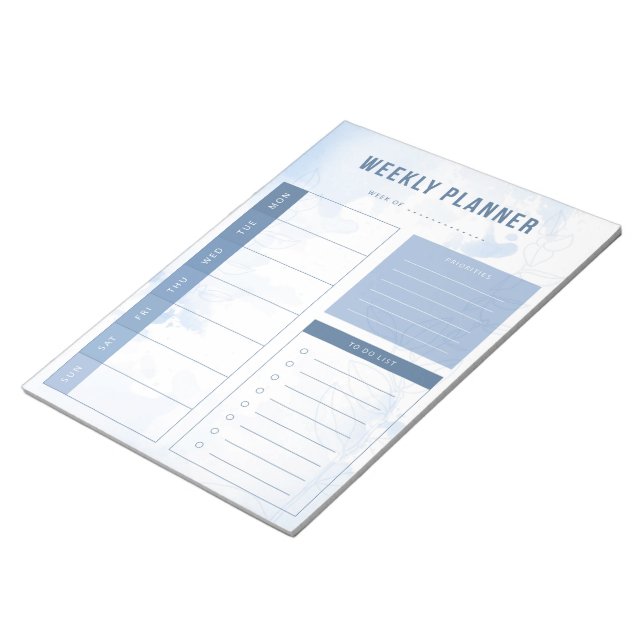 Bloc-notes du planificateur hebdomadaire Blue Wate (Incliné)