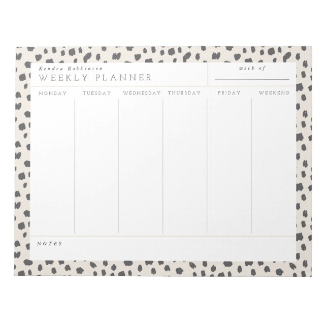 Bloc-notes du planificateur hebdomadaire Dalmatien (Devant)