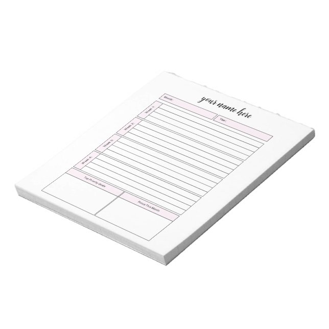 Bloc-notes du planificateur hebdomadaire personnal (Tourné)