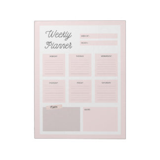 Bloc-notes du planificateur hebdomadaire rose