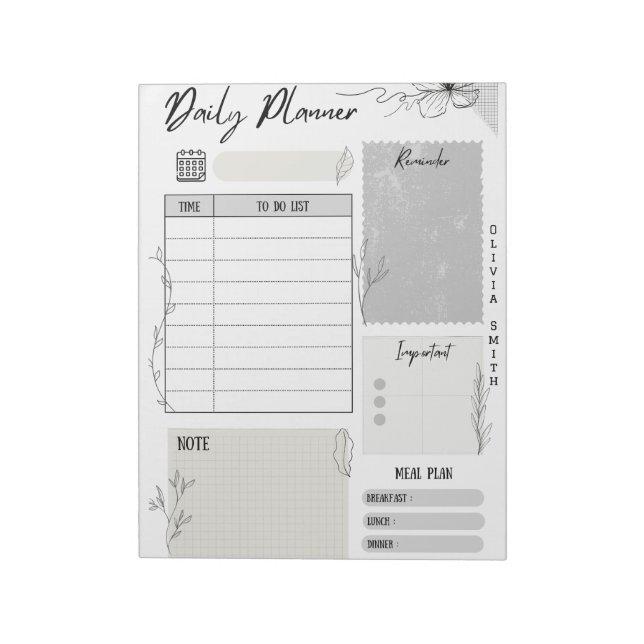 Bloc-notes du planificateur quotidien personnalisa (Tourné)