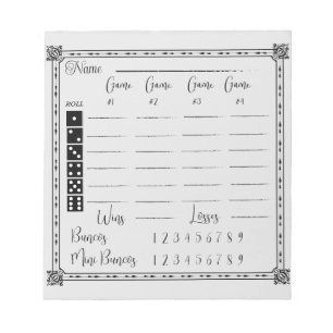 Bloc-notes élégant pour bunco