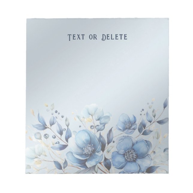 Bloc-notes en aquarelle bleu Fleurs (Devant)