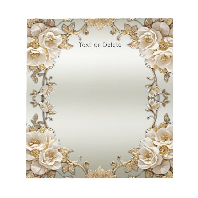 Bloc-notes en or orné blanc (Devant)