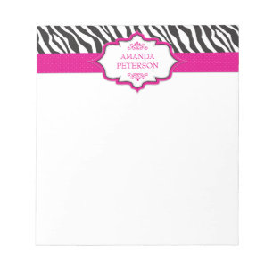 Bloc-notes en ruban rose Zebra