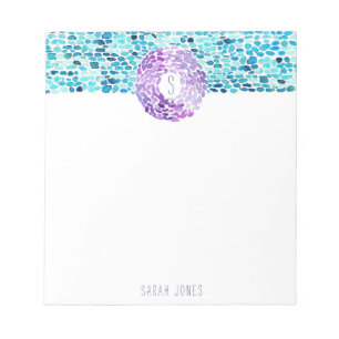 Bloc-notes en verre marin peint à la main - Aqua