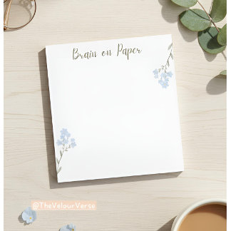 Bloc-notes esthétique minimal avec fleurs bleues