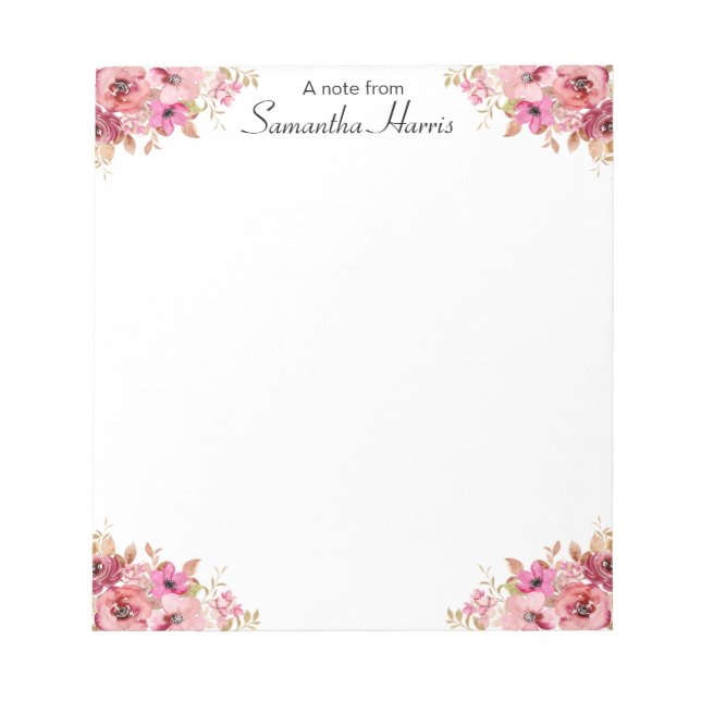 Bloc-notes Fleur sauvage à l'aquarelle florale chi (Devant)