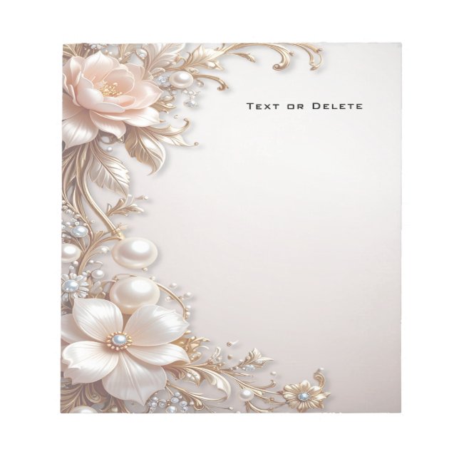 Bloc-notes Fleurs Rose Pâle et Blanches (Devant)