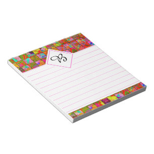 bloc-notes floral à carreaux bohème