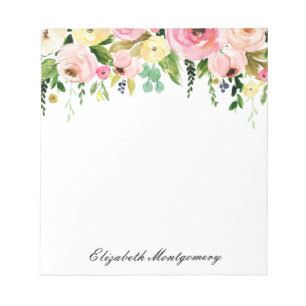 Bloc-notes floral à l'aquarelle élégant