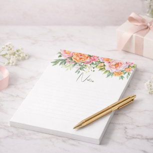 Bloc-notes floral aux élégantes pivoines roses