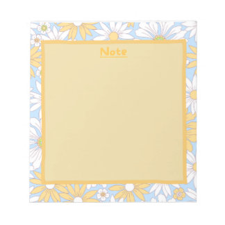 Bloc-notes floral bleu, jaune et blanc