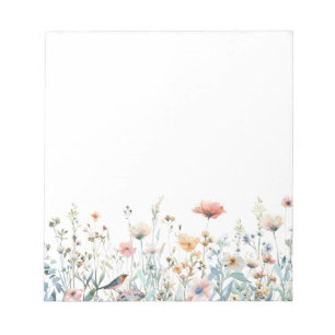 Bloc-notes floral de fleurs printanières aquarelle