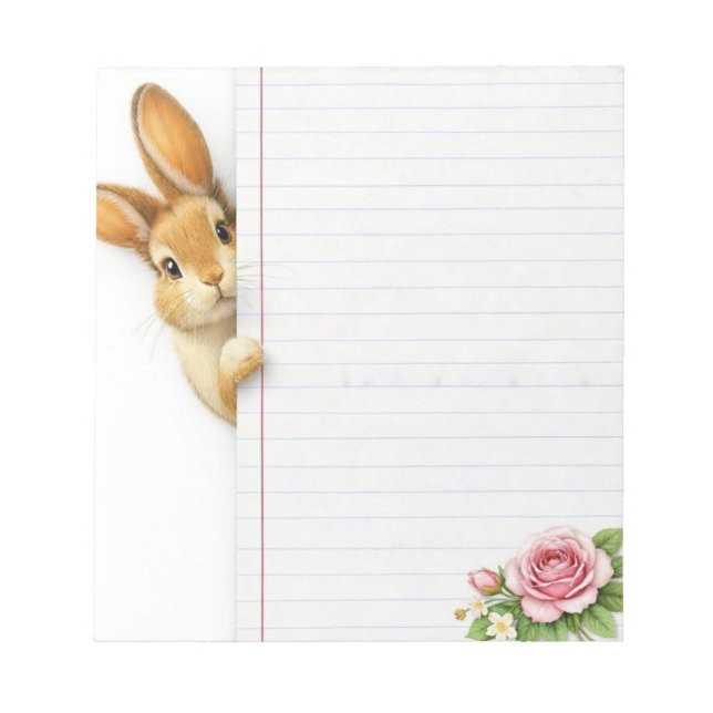 Bloc-notes floral de lapin mignon | Écriture de la (Devant)