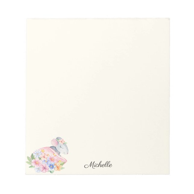 Bloc-notes floral de petite souris couchant votre  (Devant)