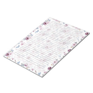Bloc-notes floral, Laillé, Violet/Bleu