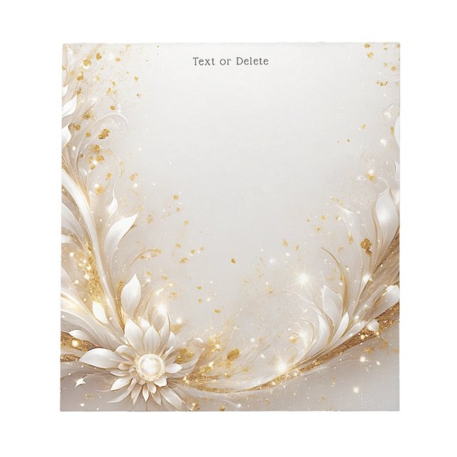 Bloc-notes floral or blanc (Devant)