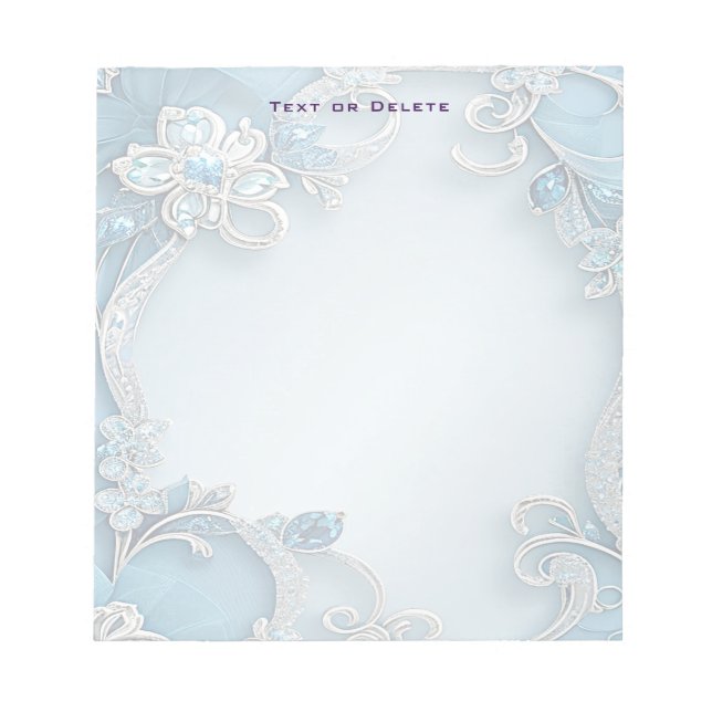 Bloc-notes floral orné bleu (Devant)