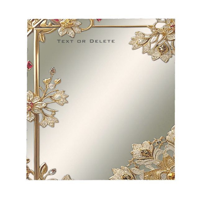 Bloc-notes floral orné d'or (Devant)