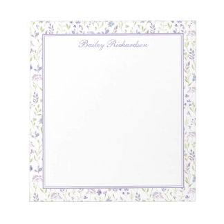 Bloc-notes floral personnalisé violet