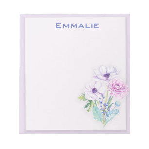 Bloc-notes floral violet personnalisé