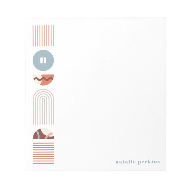 Bloc-notes géométrique Rainbow Monogram - Orange (Devant)