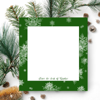 Bloc-notes Green Christmas Snowflakes