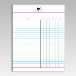 Bloc-notes hebdomadaire à liste de contrôle avec m