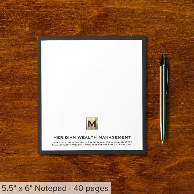 Bloc-notes initial élégant au monogramme or (Créateur téléchargé)