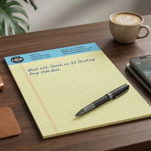 Bloc-notes jaune de logo d'entreprise personnalisé