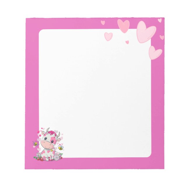 Bloc-notes Kawaii Baby Cow & Hearts (Devant)