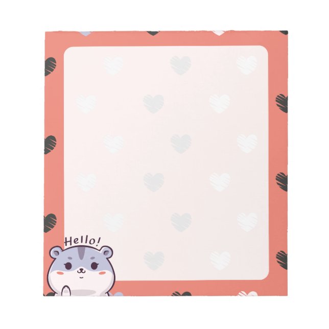 Bloc-notes Kawaii Hamster & Coeurs (Devant)