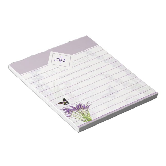 Bloc-notes lavande et papillon (Incliné)
