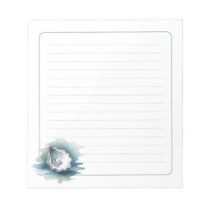 Bloc-notes ligné Océan Perle Huître Aquarelle