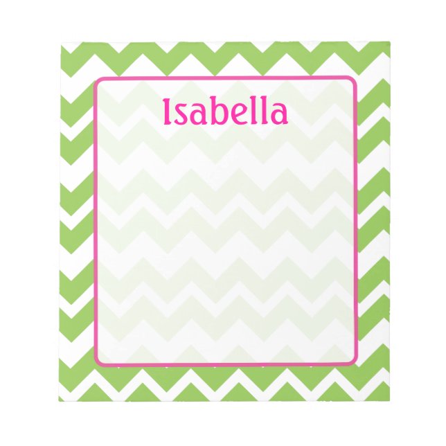 Bloc-notes Lime et Chevron Rose Zigzag (Devant)