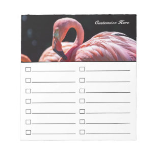 Bloc-notes Liste de Flamants roses à faire rose ou