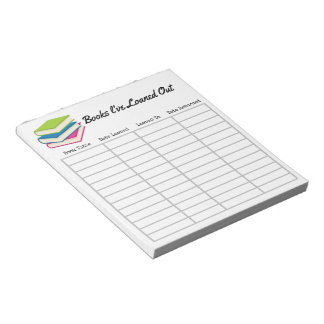 Bloc-notes "Livres que j'ai prêtés"